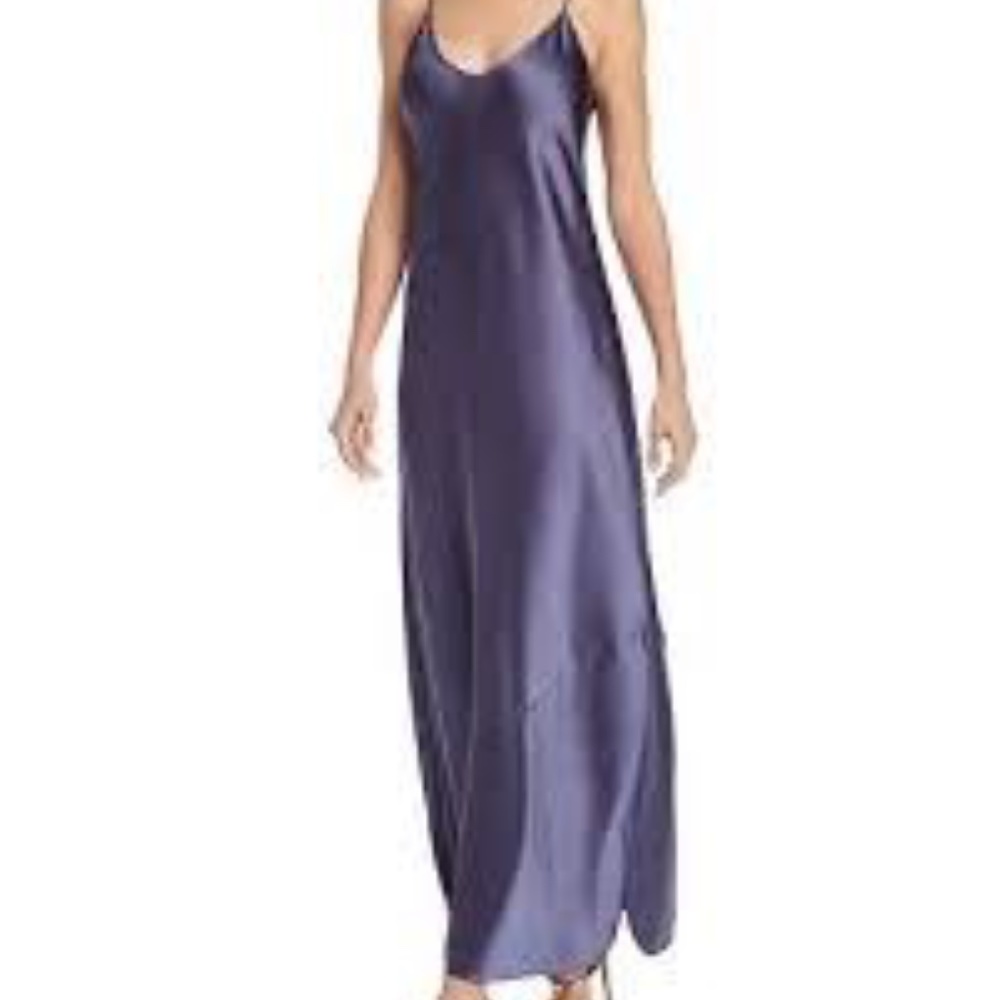 Aqua Satin Maxi Slip Dress